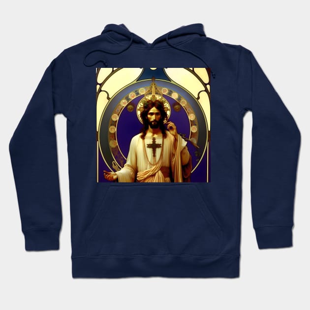 Jesus Christ - AI - Art Nouveau Hoodie by Oldetimemercan